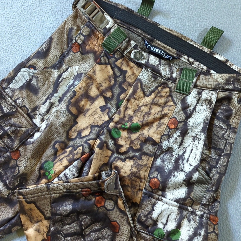 Treezyn Late Seezyn Cargo Pants Mens Medium Brown Camo Fleece Lined Hunting Gear
